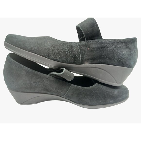 Mephisto Kimona Black Suede Mary Jane Wedge Shoes Womens Size 8.5 Adjustable - Picture 10 of 15